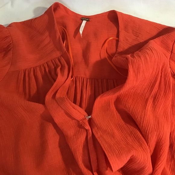 New Free People Check On It Wrap Top Flame Red - Picture 6 of 8